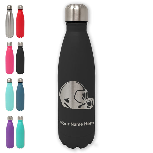 LaserGram Double Wall Water Bottle, Football Helmet, Personalized Engraving Included