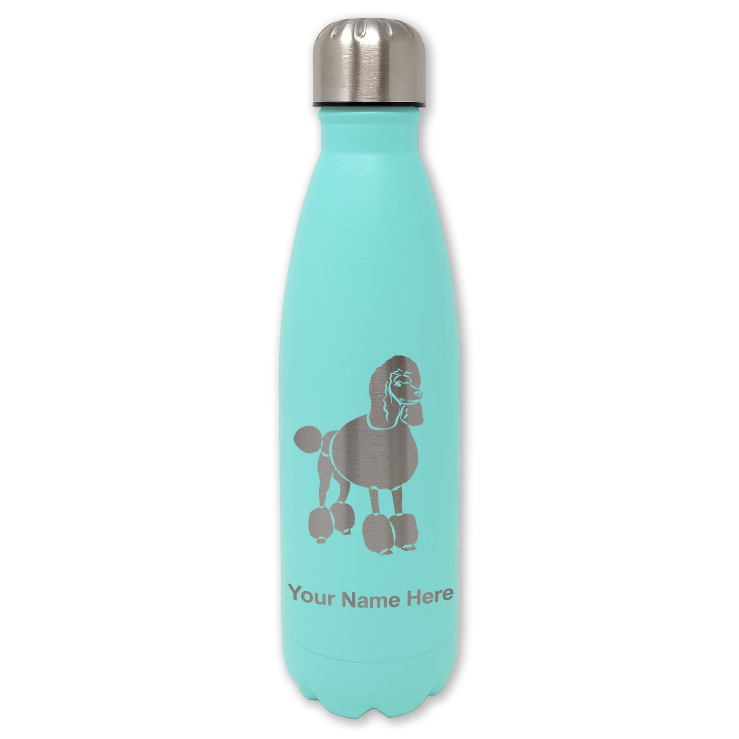 LaserGram Double Wall Water Bottle, French Poodle Dog, Personalized Engraving Included