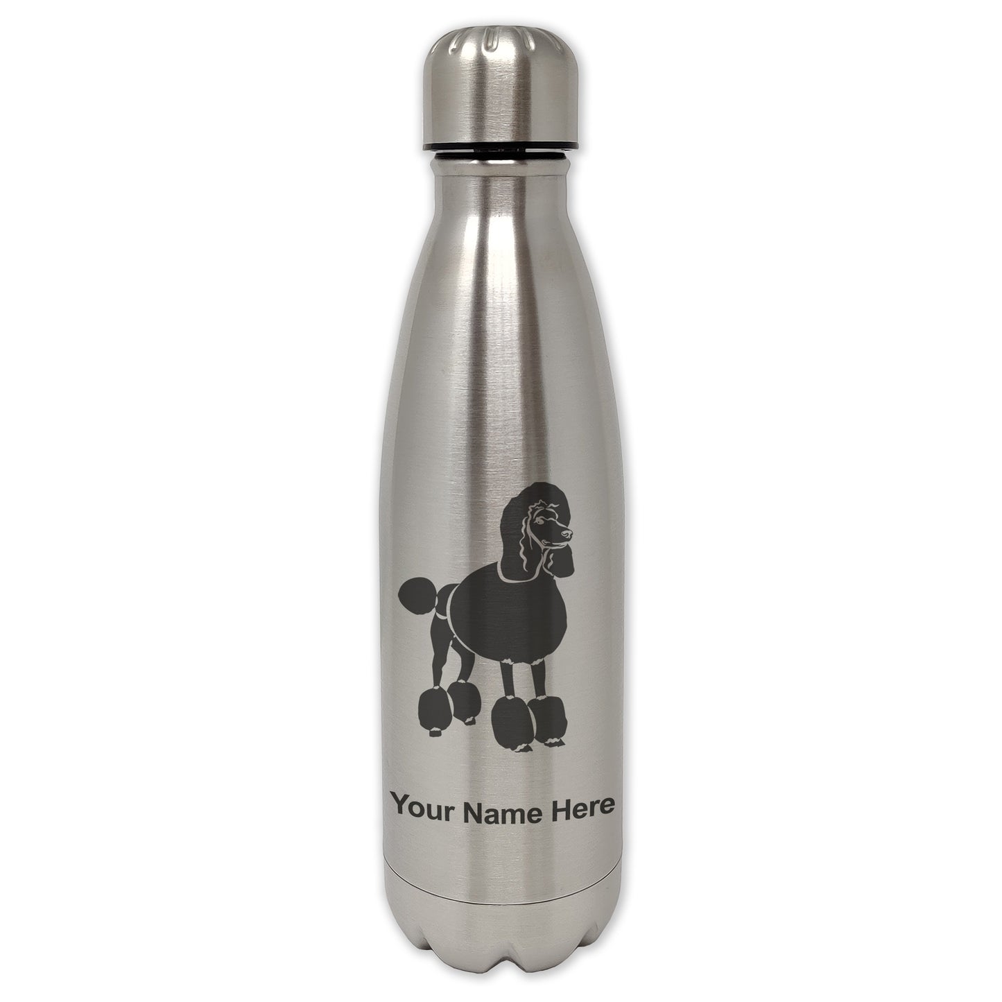 LaserGram Double Wall Water Bottle, French Poodle Dog, Personalized Engraving Included