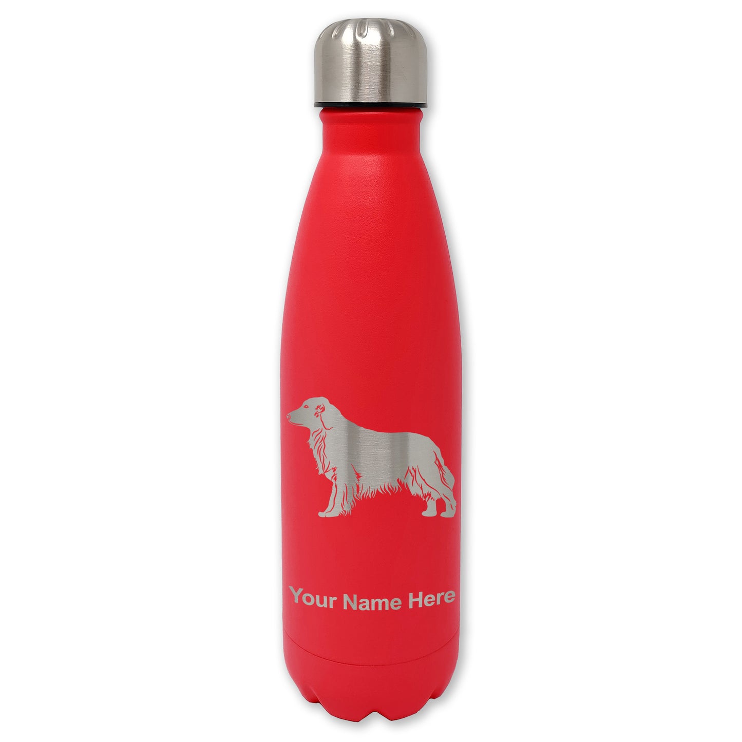 LaserGram Double Wall Water Bottle, Golden Retriever Dog, Personalized Engraving Included