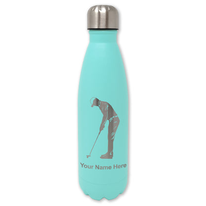 LaserGram Double Wall Water Bottle, Golfer Putting, Personalized Engraving Included