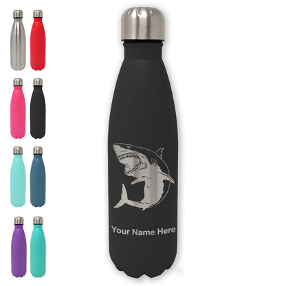 LaserGram Double Wall Water Bottle, Great White Shark, Personalized Engraving Included