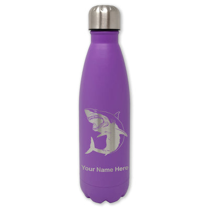 LaserGram Double Wall Water Bottle, Great White Shark, Personalized Engraving Included