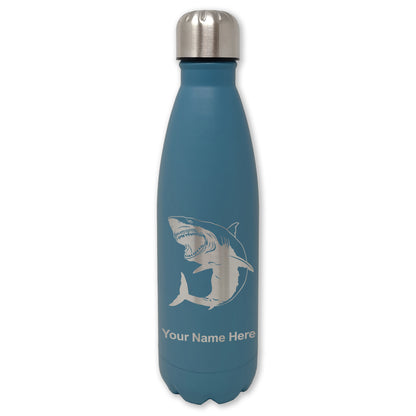 LaserGram Double Wall Water Bottle, Great White Shark, Personalized Engraving Included