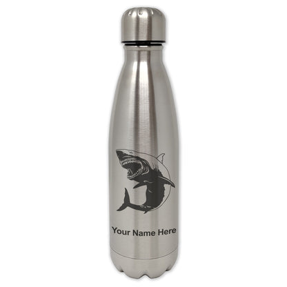 LaserGram Double Wall Water Bottle, Great White Shark, Personalized Engraving Included