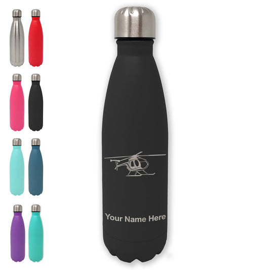 LaserGram Double Wall Water Bottle, Helicopter 1, Personalized Engraving Included