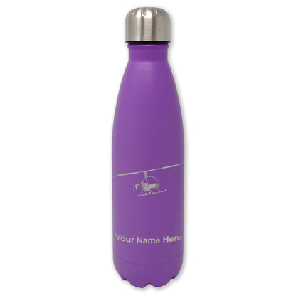 LaserGram Double Wall Water Bottle, Helicopter 2, Personalized Engraving Included