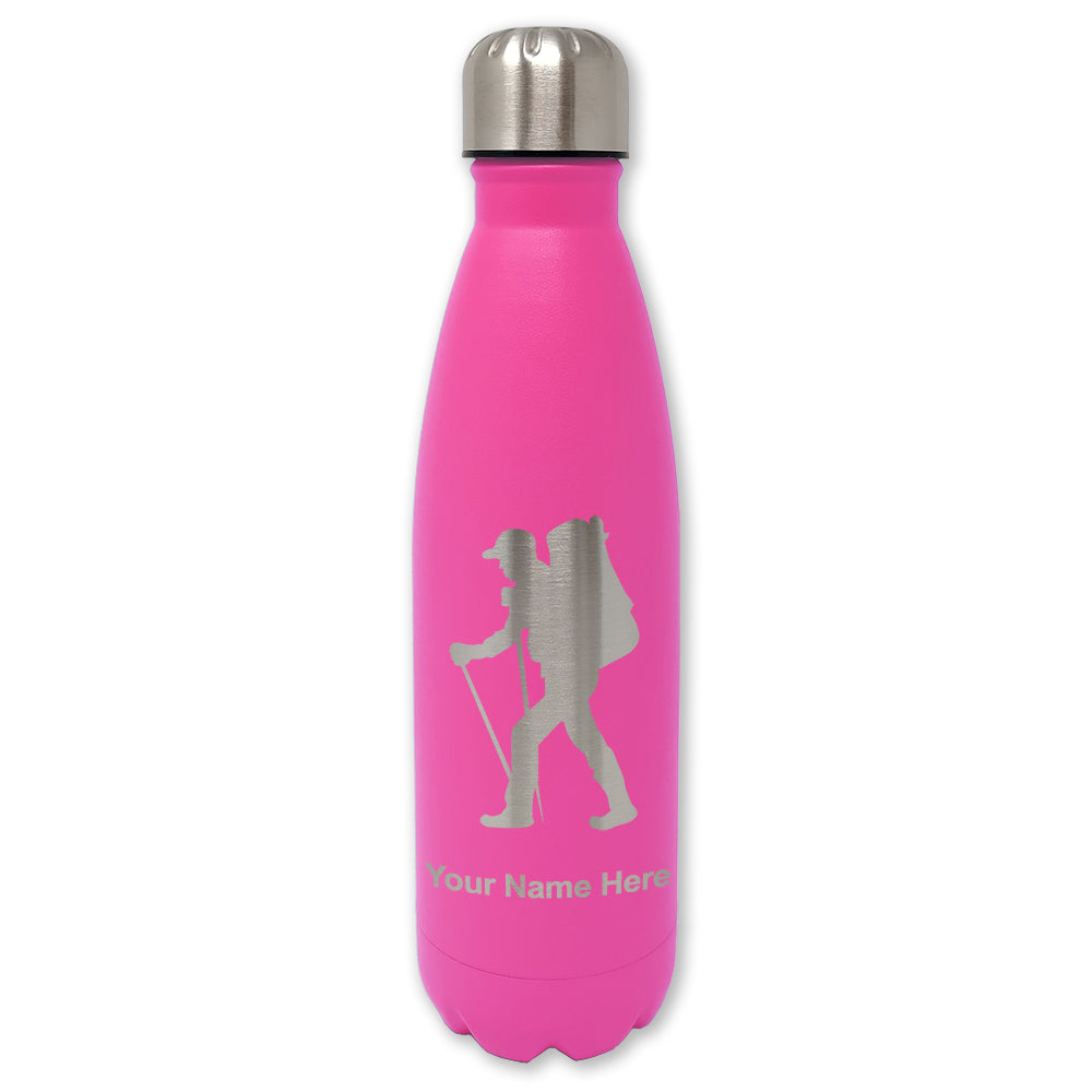 LaserGram Double Wall Water Bottle, Hiker Man, Personalized Engraving Included