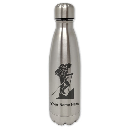 LaserGram Double Wall Water Bottle, Hiker Woman, Personalized Engraving Included