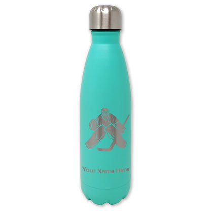 LaserGram Double Wall Water Bottle, Hockey Goalie, Personalized Engraving Included