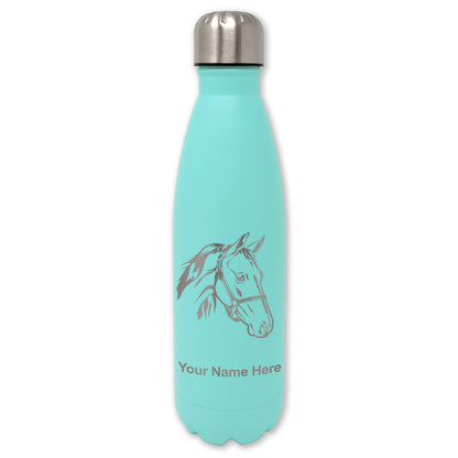 LaserGram Double Wall Water Bottle, Horse Head 2, Personalized Engraving Included