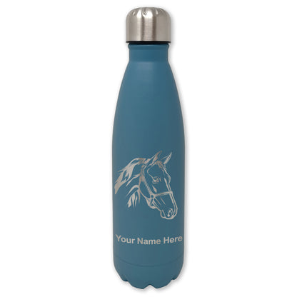 LaserGram Double Wall Water Bottle, Horse Head 2, Personalized Engraving Included