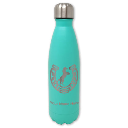 LaserGram Double Wall Water Bottle, Horseshoe with Horse, Personalized Engraving Included