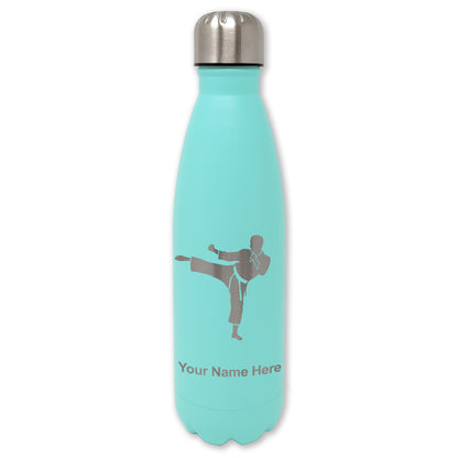LaserGram Double Wall Water Bottle, Karate Man, Personalized Engraving Included