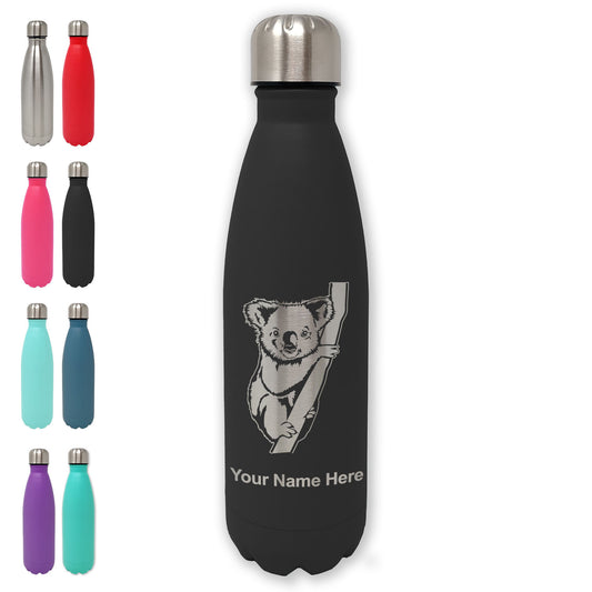 LaserGram Double Wall Water Bottle, Koala Bear, Personalized Engraving Included