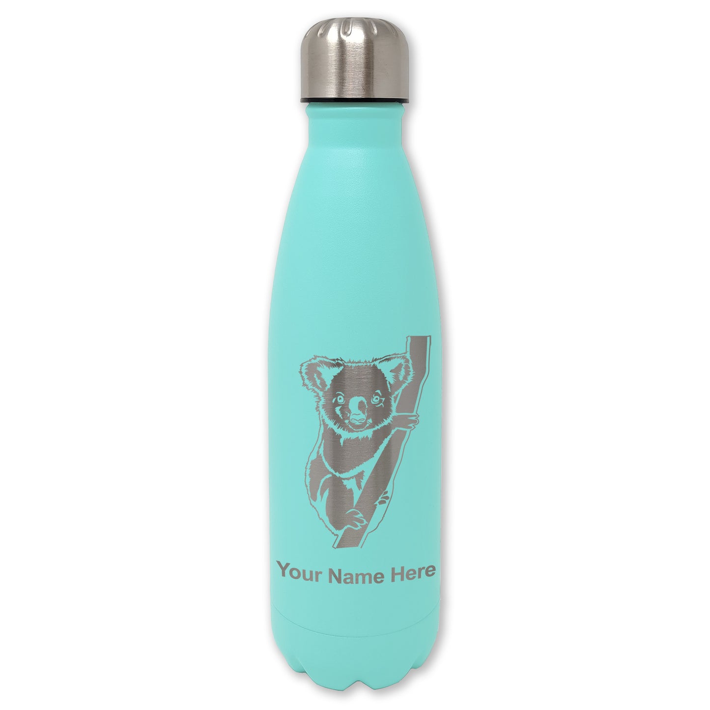 LaserGram Double Wall Water Bottle, Koala Bear, Personalized Engraving Included