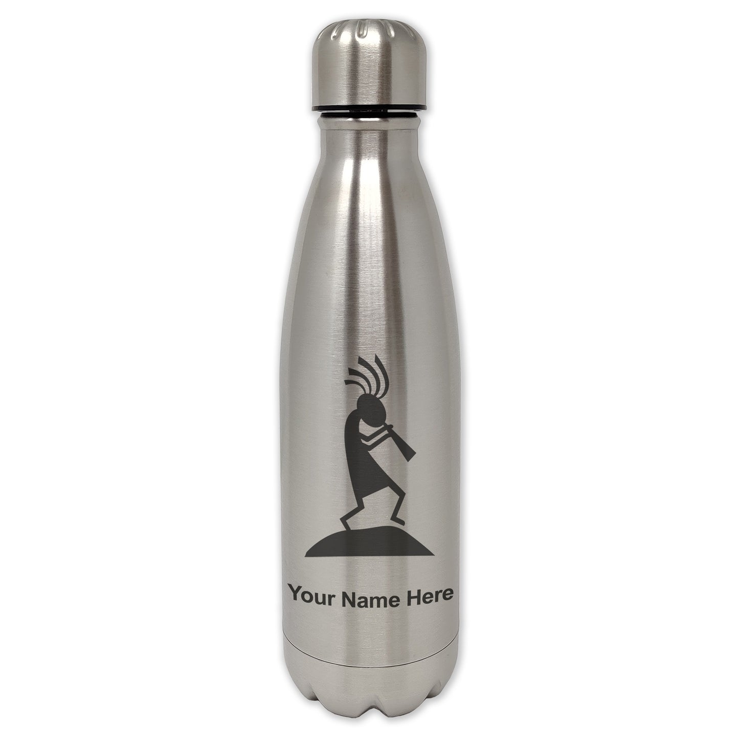LaserGram Double Wall Water Bottle, Kokopelli, Personalized Engraving Included