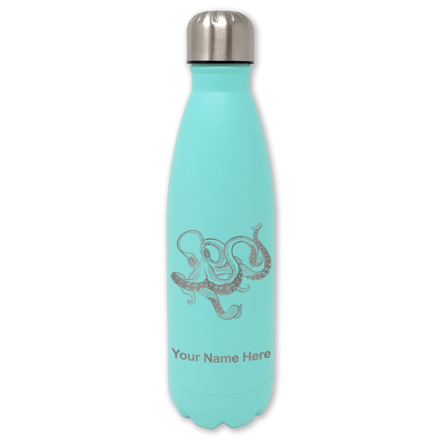 LaserGram Double Wall Water Bottle, Kraken, Personalized Engraving Included
