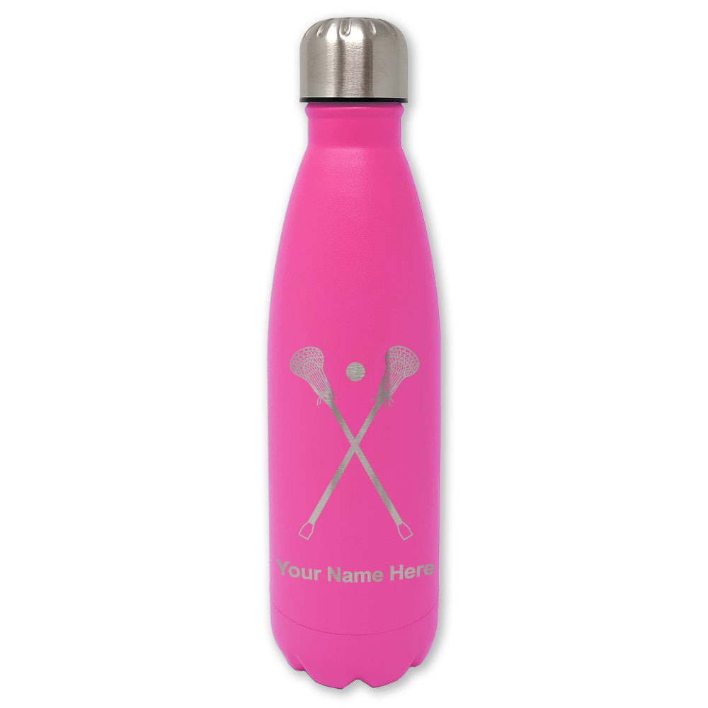 LaserGram Double Wall Water Bottle, Hockey Sticks, Personalized Engraving Included