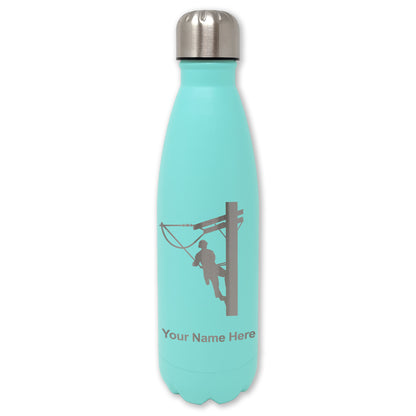 LaserGram Double Wall Water Bottle, Lineman, Personalized Engraving Included