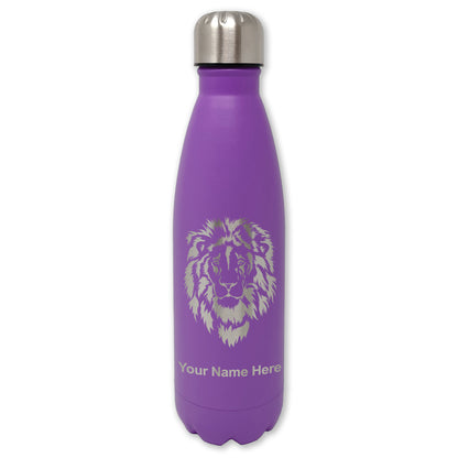 LaserGram Double Wall Water Bottle, Lion Head, Personalized Engraving Included