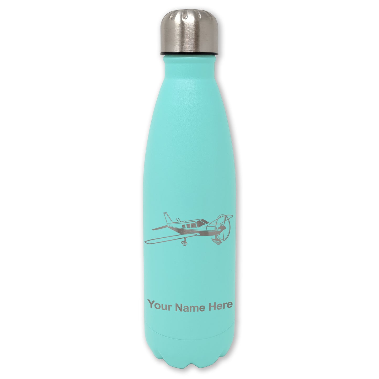 LaserGram Double Wall Water Bottle, Low Wing Airplane, Personalized Engraving Included