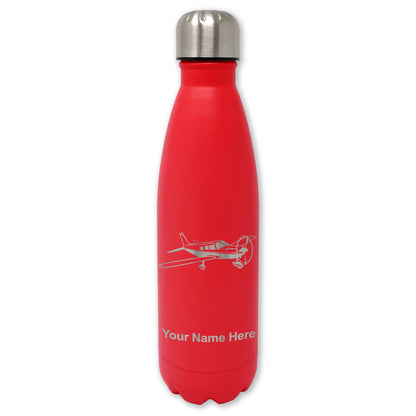 LaserGram Double Wall Water Bottle, Low Wing Airplane, Personalized Engraving Included