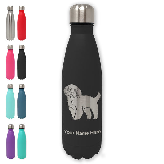 LaserGram Double Wall Water Bottle, Maltese Dog, Personalized Engraving Included
