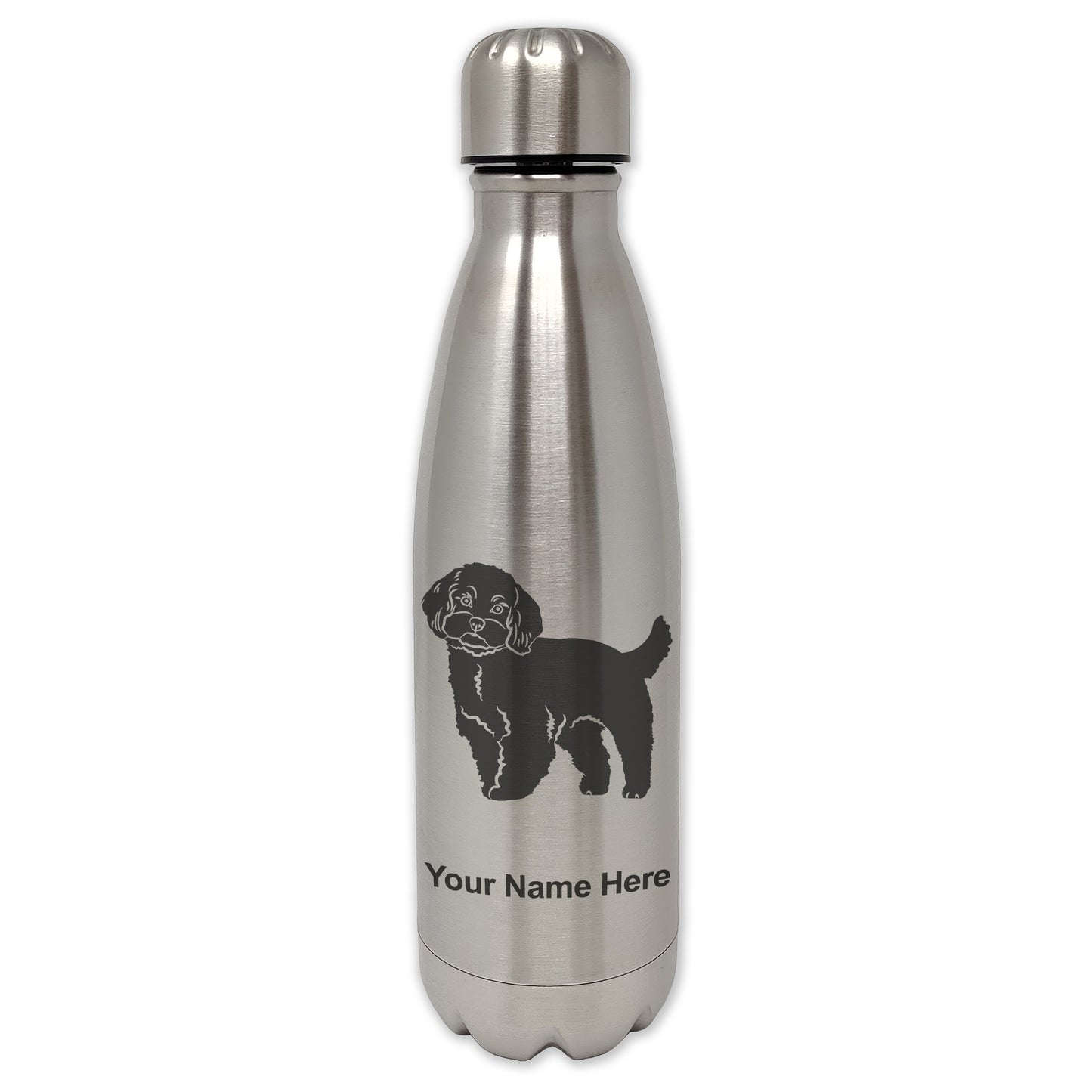 LaserGram Double Wall Water Bottle, Maltese Dog, Personalized Engraving Included