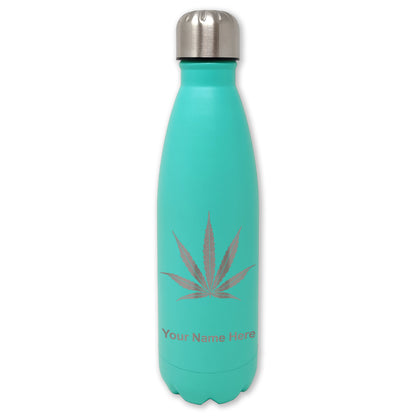 LaserGram Double Wall Water Bottle, Marijuana leaf, Personalized Engraving Included