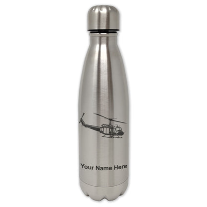 LaserGram Double Wall Water Bottle, Military Helicopter 2, Personalized Engraving Included