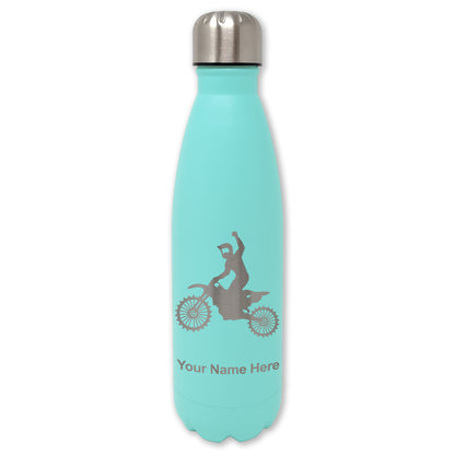 LaserGram Double Wall Water Bottle, Motocross, Personalized Engraving Included