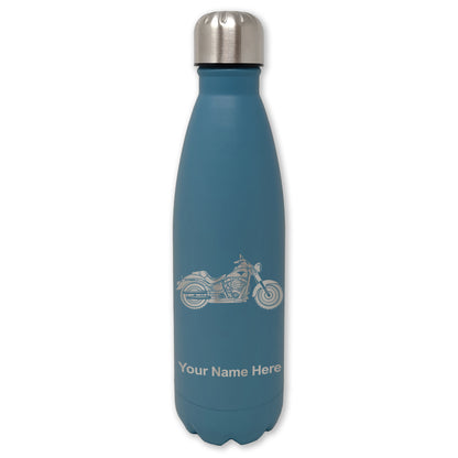 LaserGram Double Wall Water Bottle, Motorcycle, Personalized Engraving Included