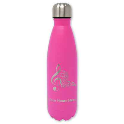 LaserGram Double Wall Water Bottle, Musical Notes, Personalized Engraving Included