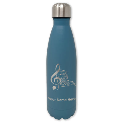 LaserGram Double Wall Water Bottle, Musical Notes, Personalized Engraving Included