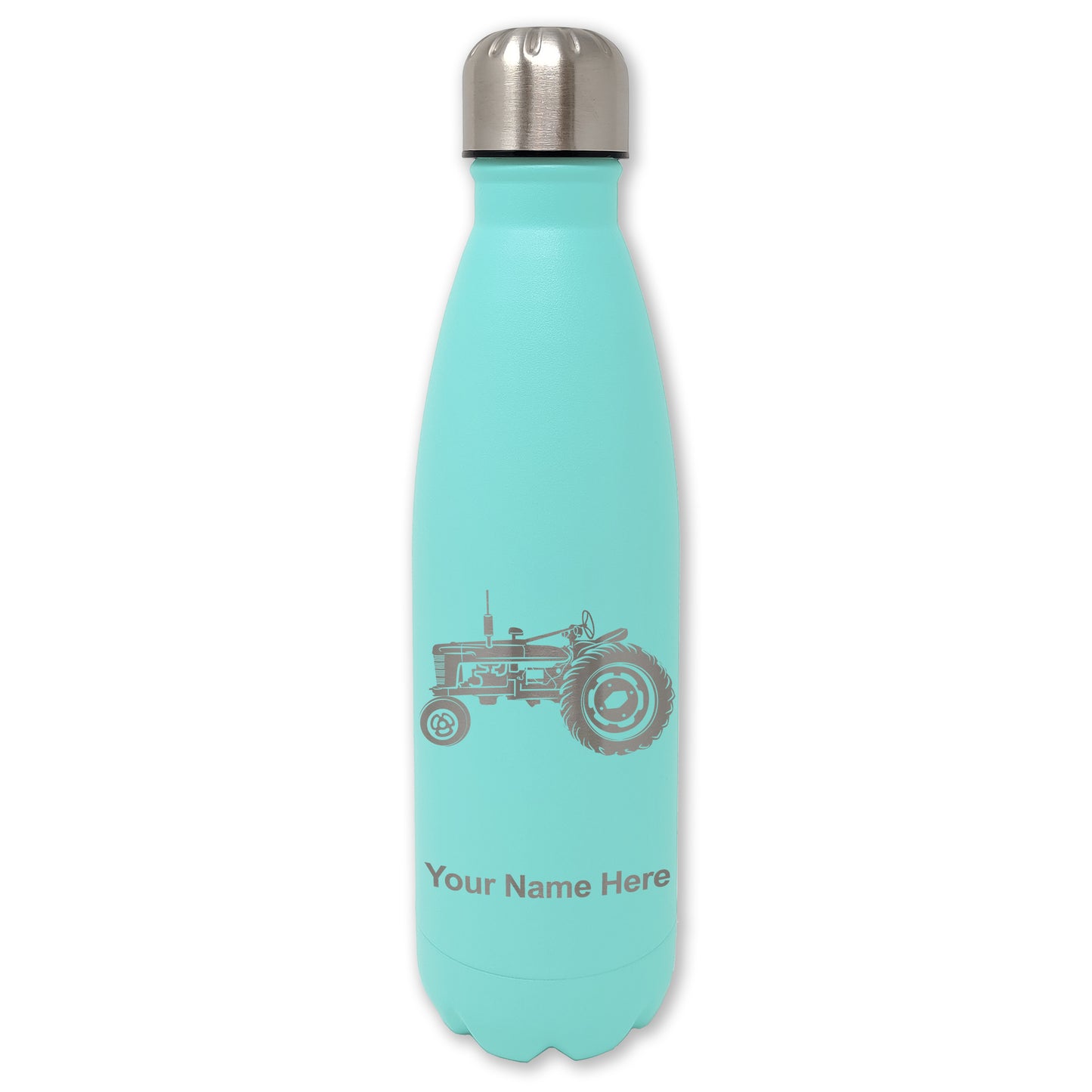 LaserGram Double Wall Water Bottle, Old Farm Tractor, Personalized Engraving Included