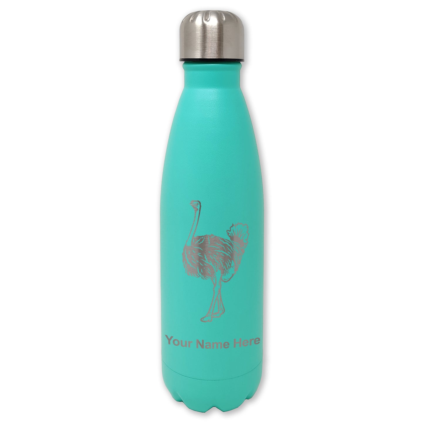 LaserGram Double Wall Water Bottle, Ostrich, Personalized Engraving Included