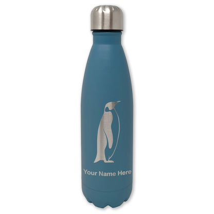 LaserGram Double Wall Water Bottle, Penguin, Personalized Engraving Included