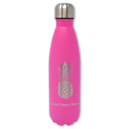 LaserGram Double Wall Water Bottle, Pineapple, Personalized Engraving Included