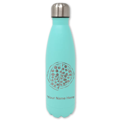 LaserGram Double Wall Water Bottle, Pizza, Personalized Engraving Included