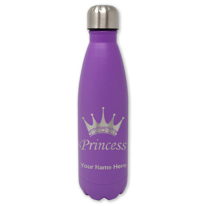 LaserGram Double Wall Water Bottle, Princess Crown, Personalized Engraving Included