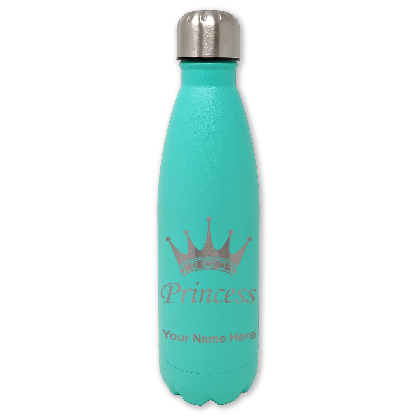 LaserGram Double Wall Water Bottle, Princess Crown, Personalized Engraving Included