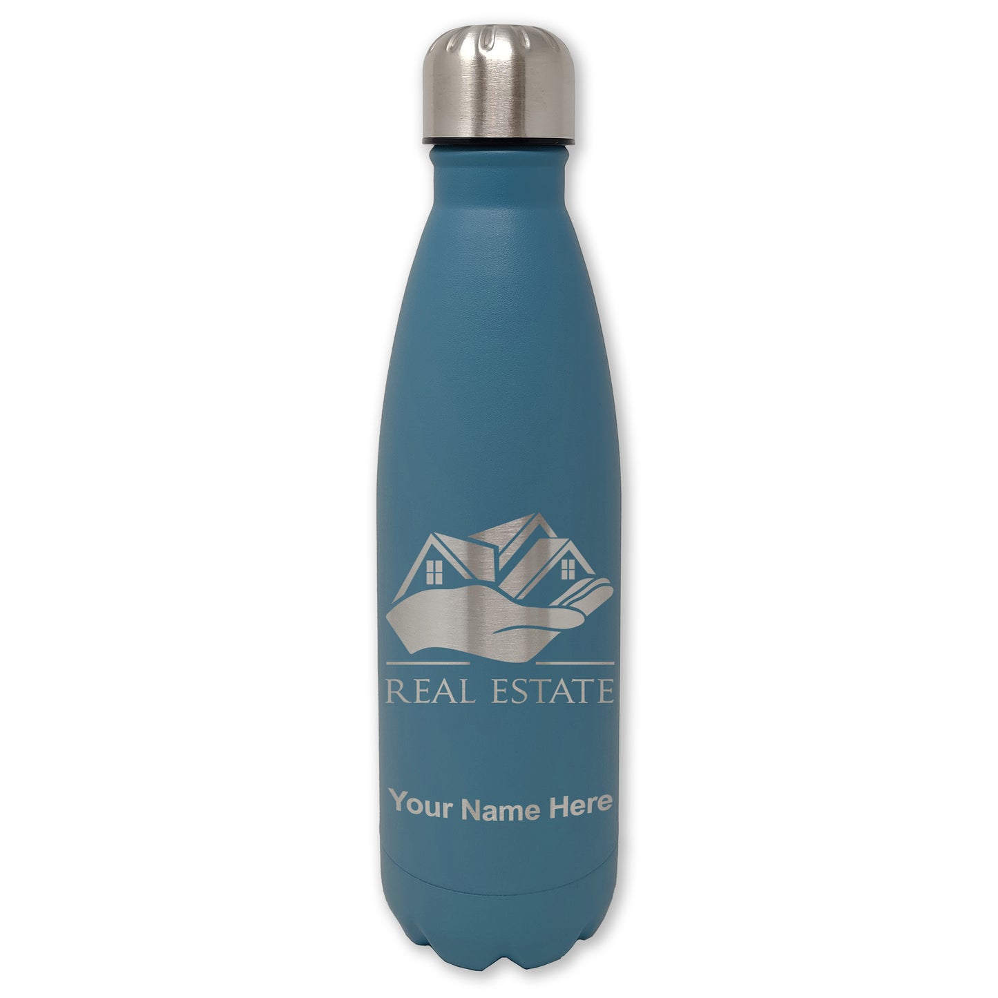 LaserGram Double Wall Water Bottle, Real Estate, Personalized Engraving Included