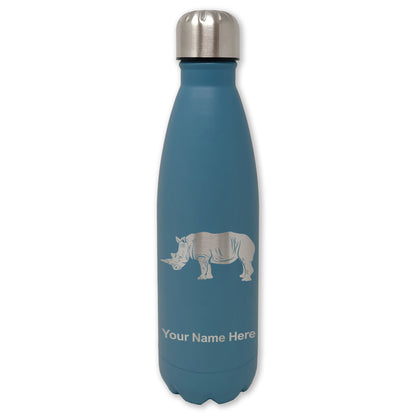 LaserGram Double Wall Water Bottle, Rhinoceros, Personalized Engraving Included