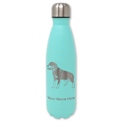 LaserGram Double Wall Water Bottle, Rottweiler Dog, Personalized Engraving Included