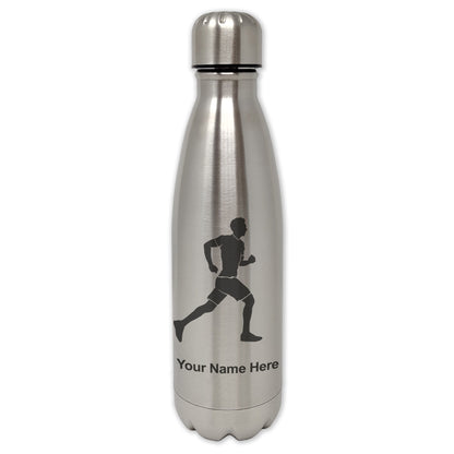 LaserGram Double Wall Water Bottle, Running Man, Personalized Engraving Included