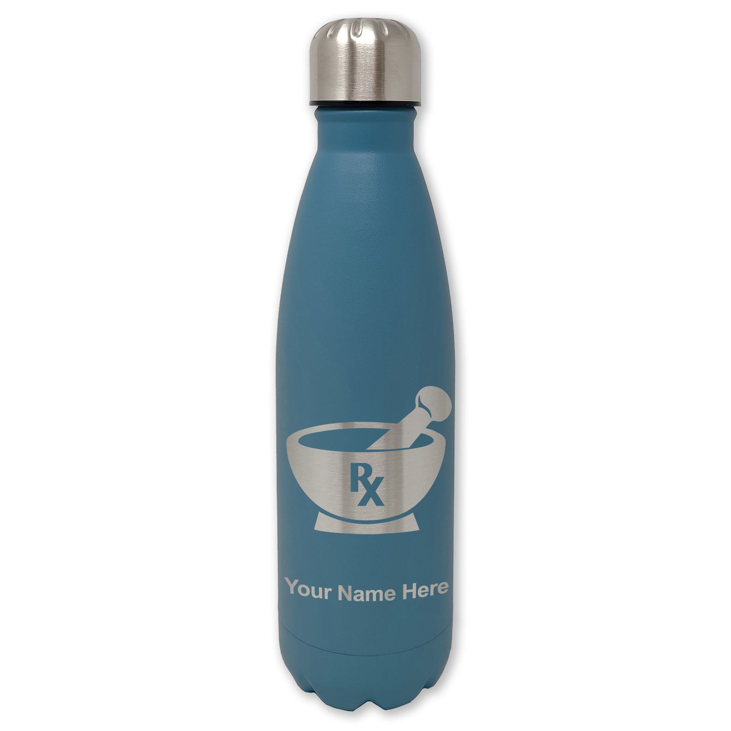 LaserGram Double Wall Water Bottle, Rx Pharmacy Symbol, Personalized Engraving Included