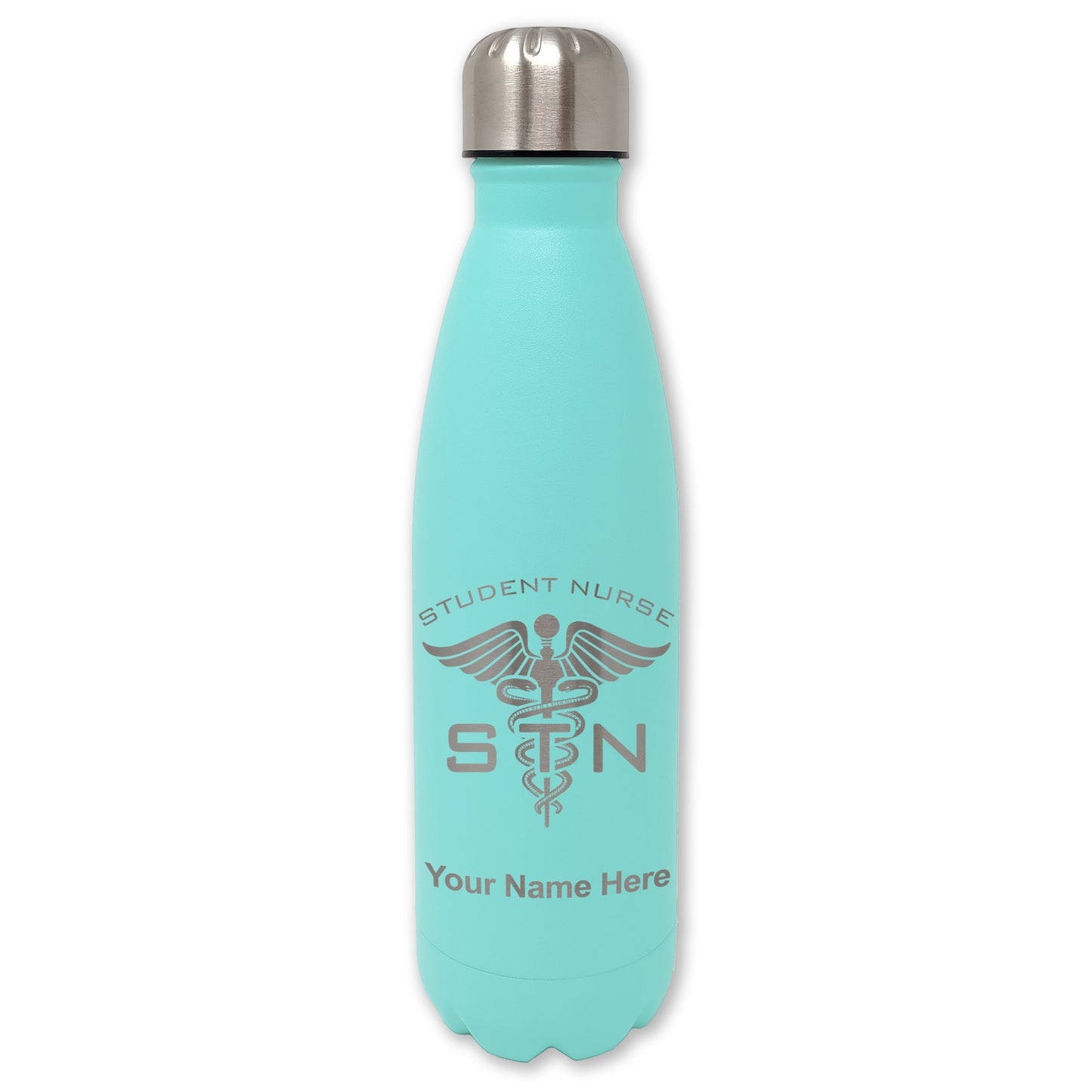 LaserGram Double Wall Water Bottle, STN Student Nurse, Personalized Engraving Included