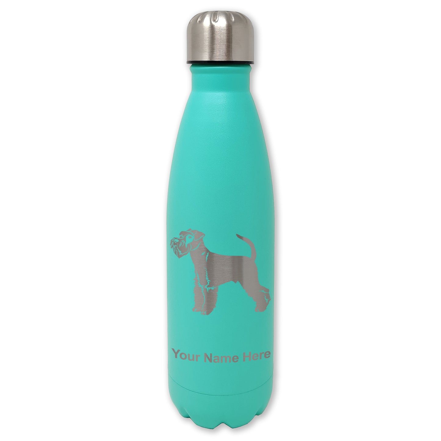 LaserGram Double Wall Water Bottle, Schnauzer Dog, Personalized Engraving Included