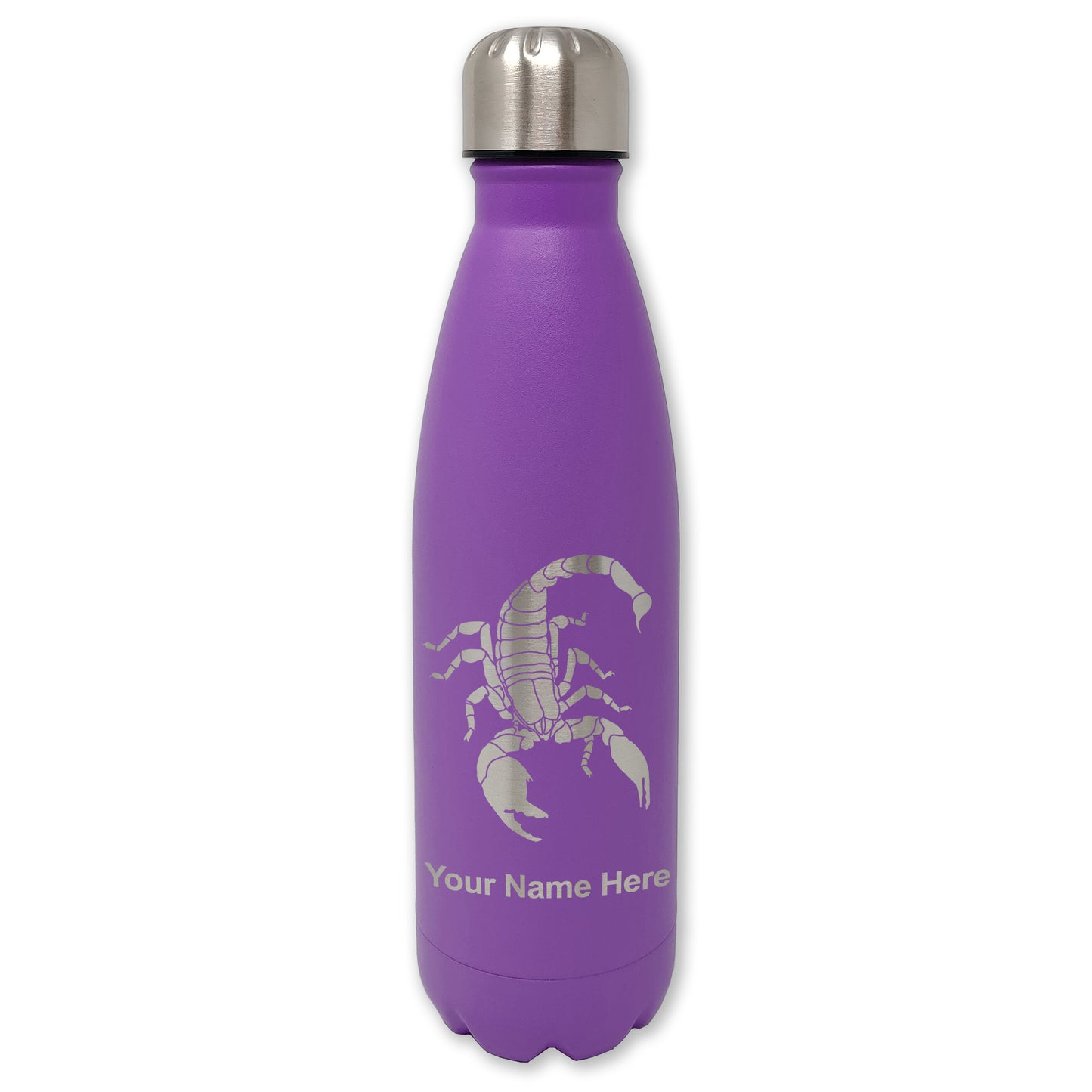 LaserGram Double Wall Water Bottle, Scorpion, Personalized Engraving Included